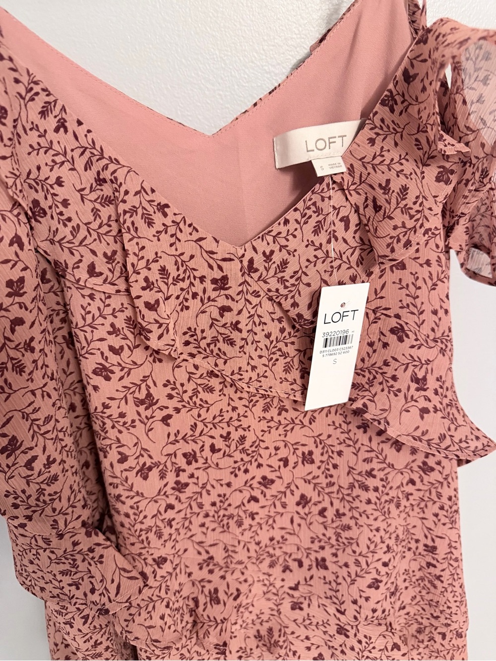 LOFT Rose Floral Ruffled Cold-Shoulder Cami - Picture 4 of 4